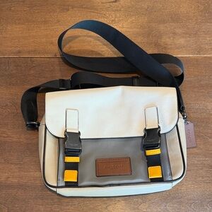Coach Men's Messenger Bag - Cream, Gray, and Yellow